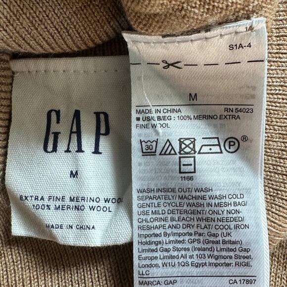 Gap 100 Merino Wool Turtleneck Medium Tan Brown Preppy Minimalist Quiet Luxury - Picture 8 of 10